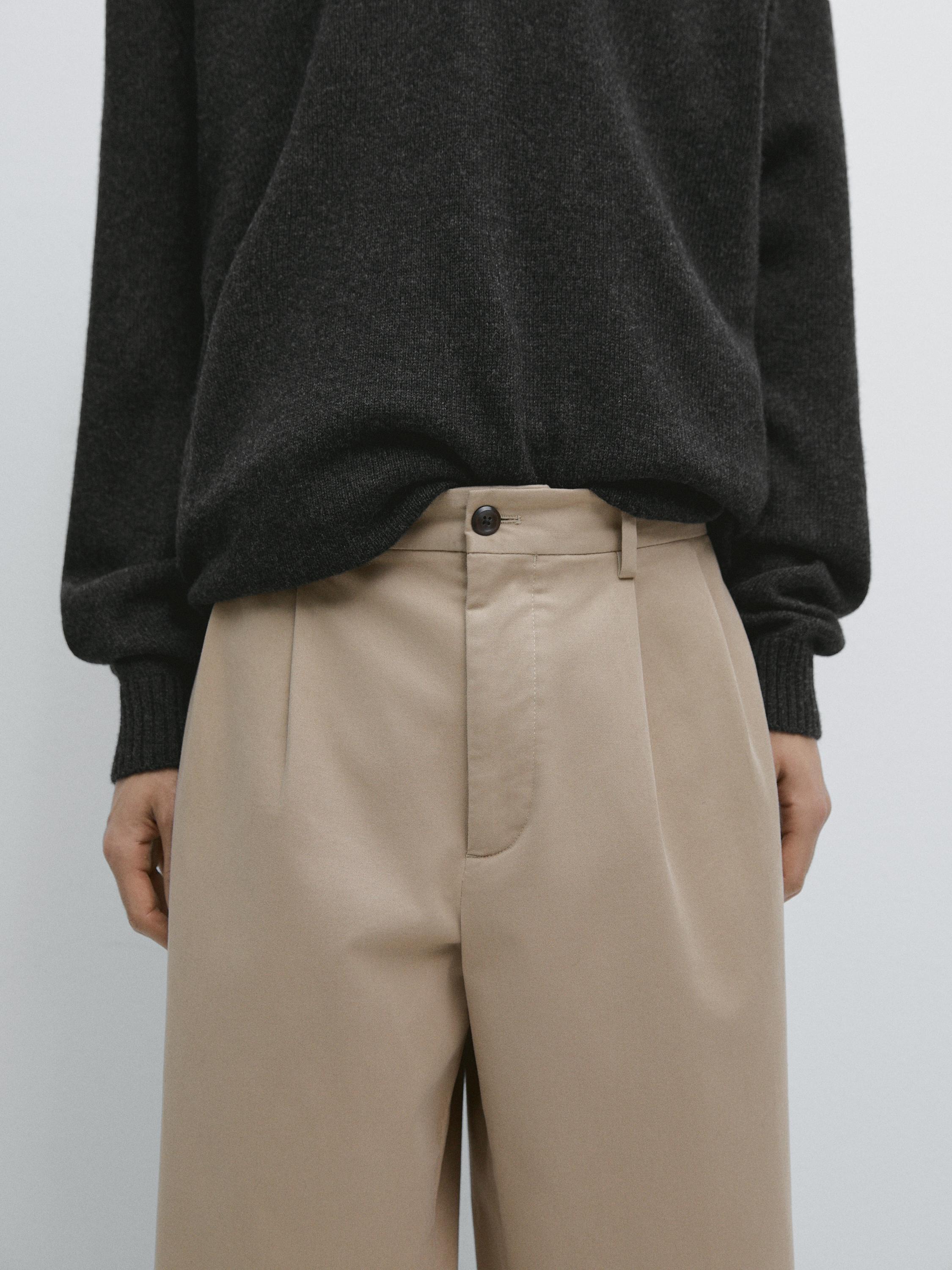Cotton blend darted trousers